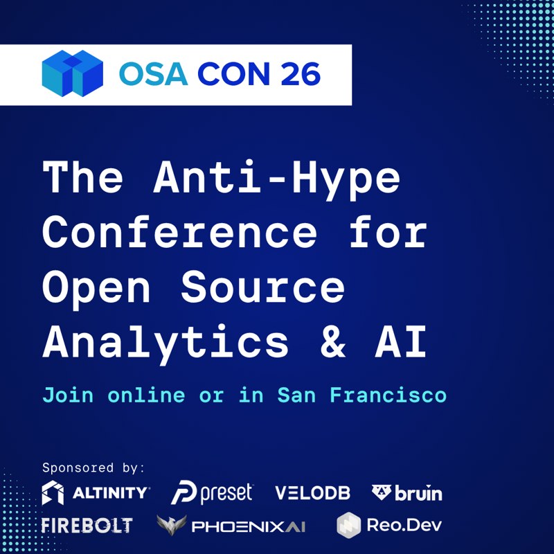 OSA Con 2026 - The Anti-Hype Conference for Open Source Analytics and AI event artwork