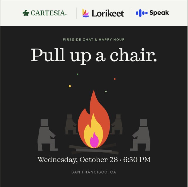 Drinks Around The Fire: Cartesia x Lorikeet x Speak event artwork