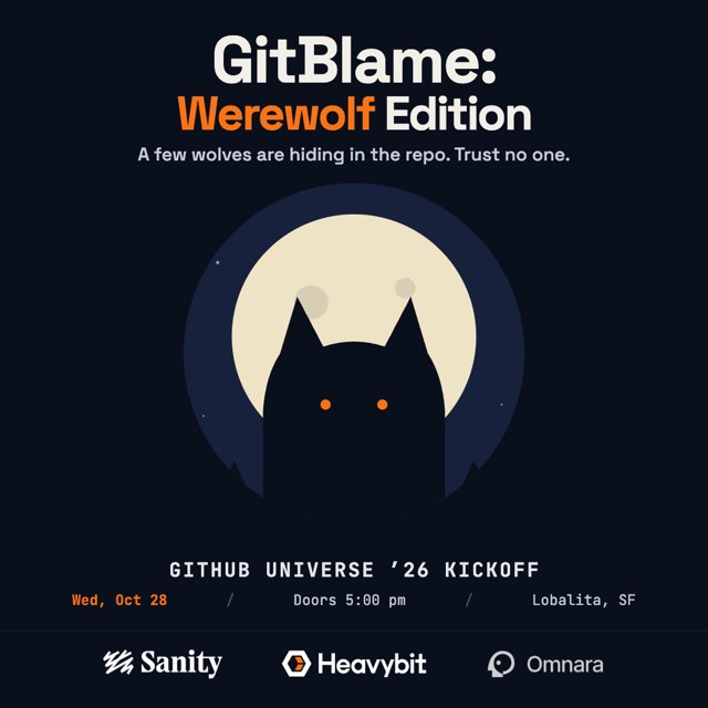 GitBlame: Werewolf Happy Hour @GitHub Universe event artwork